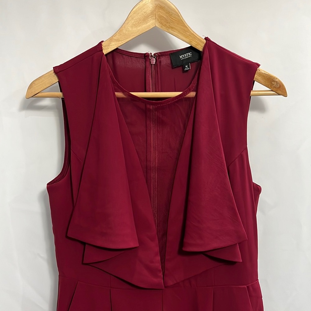 Mystic maroon pant romper with mesh on the breast area